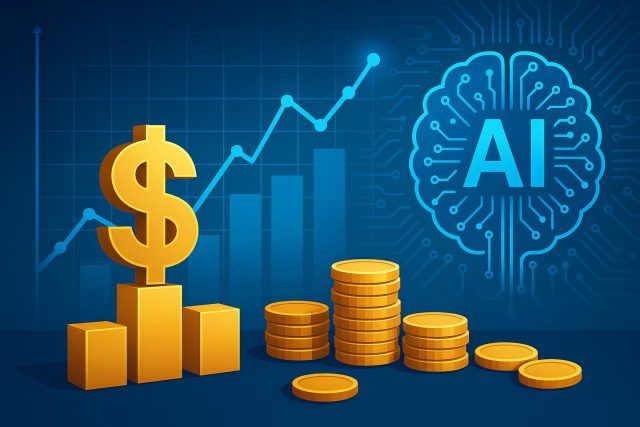 Digital financial data and AI technology symbols representing financial expertise in the AI economy