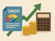 Stack of paperwork, calculator, and credit score chart illustrating loan consolidation benefits