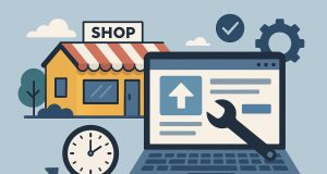 Modern local business website interface displaying easy upgrade tools and streamlined design features