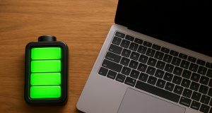 Apple Silicon chip illustration highlighting enhanced laptop battery life and energy efficiency