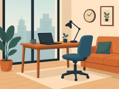 Modern condo home office setup promoting remote work and healthy work-life balance tips
