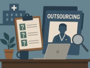 Hospital executive reviewing physician advisory outsourcing options and key decision factors