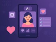 Smartphone displaying top AI girlfriend app features and chat interface for choosing the best app