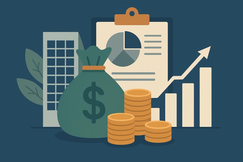 Organized financial documents, calculator, and pen symbolizing structured money management