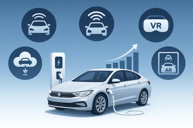 Futuristic car dashboard showcasing advanced automotive technology for dealership marketing