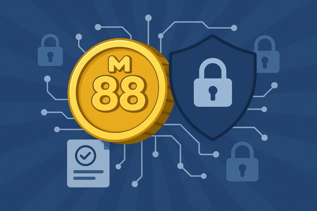 MrCoin88 logo displayed with digital security icons highlighting license and safety features