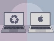 Side-by-side comparison of refurbished and new MacBook laptops highlighting key differences