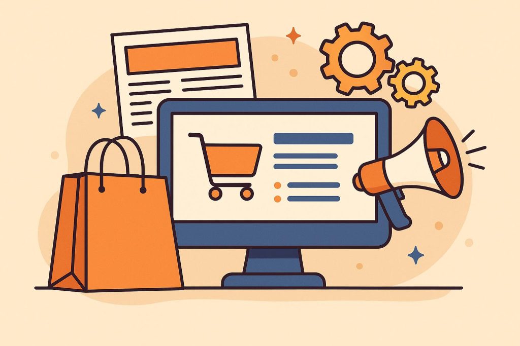 Software icons and retail technology visuals representing innovative storytelling in retail industry