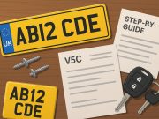 UK car displaying number plate being transferred, illustrating number plate retention process