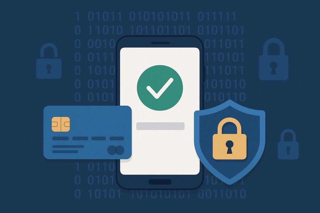 Mobile phone displaying secure payment gateway with encryption icons for US online betting security