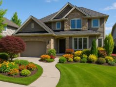 Lush Calgary front yard with vibrant plants and modern design boosting home curb appeal