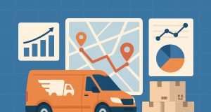 Delivery trucks tracked on a digital dashboard illustrating unified data for courier operations