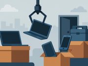 Secure remote device retrieval process by ITAD company with logistics and data protection elements