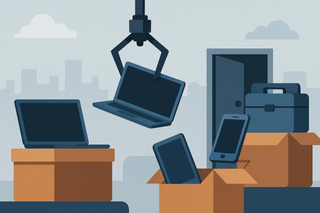 5 Ways an ITAD Company Solves the Remote Device Retrieval Nightmare Secure remote device retrieval process by ITAD company with logistics and data protection elements