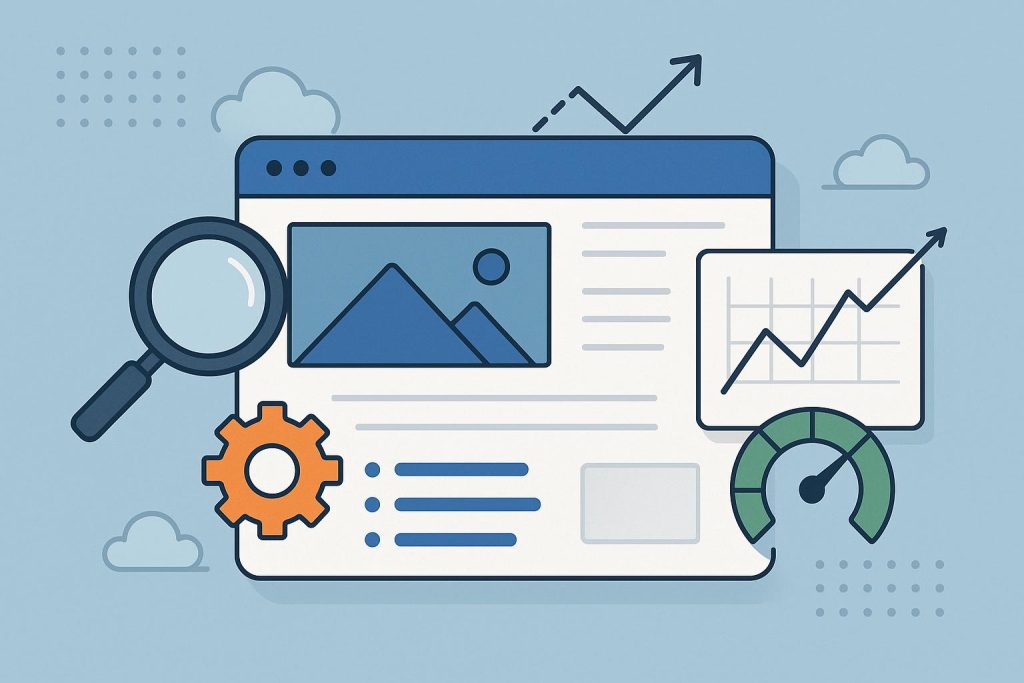 Modern website interface showcasing speed optimization and user experience for web design performance