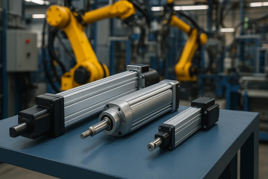 Various linear actuators installed in an industrial automation system for precise machine control