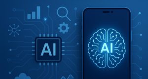 Smartphone displaying AI-powered features and apps, illustrating advancements in mobile technology
