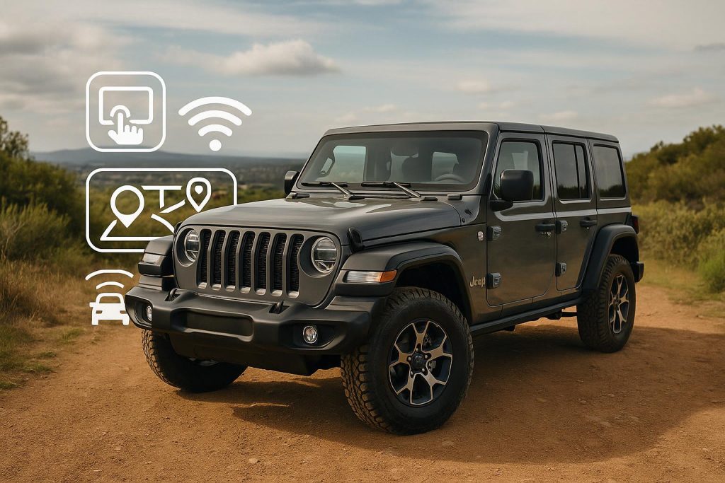 Jeep dashboard with touchscreen display and advanced technology features