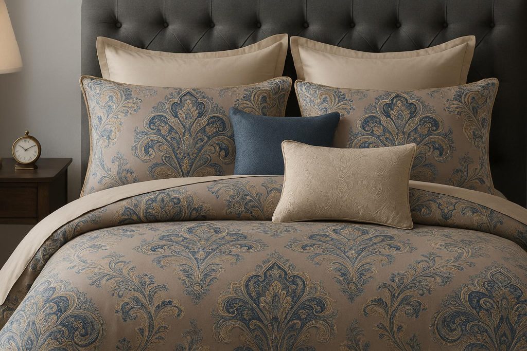 Luxury Bebejan bedding set displayed on a neatly made bed, highlighting premium quality and durability