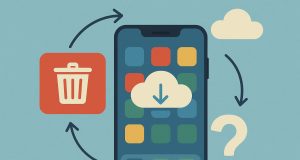 Smartphone screen showing deleted and reinstalled app icons, illustrating user app behavior