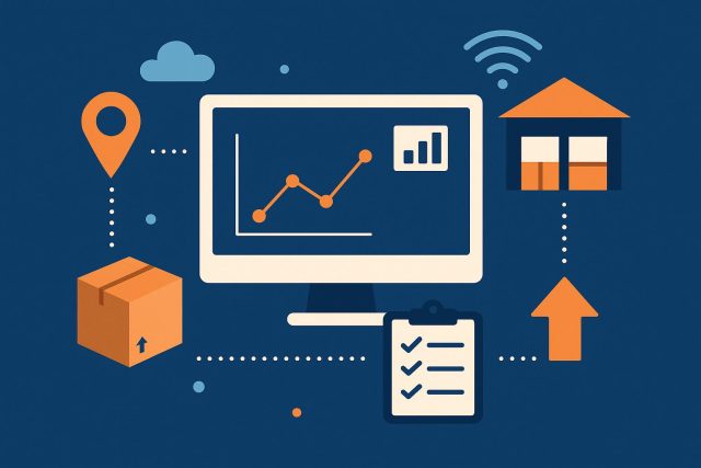 Data dashboard displaying real-time analytics for efficient order distribution in logistics