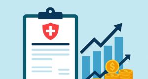 Health insurance policy documents with rising premium charts illustrating renewal cost increase