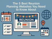 Top reunion planning websites displayed on laptop and smartphone with event planning tools