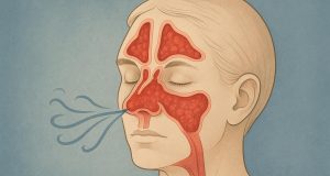 Close-up of a congested nose highlighting symptoms that may indicate serious health issues