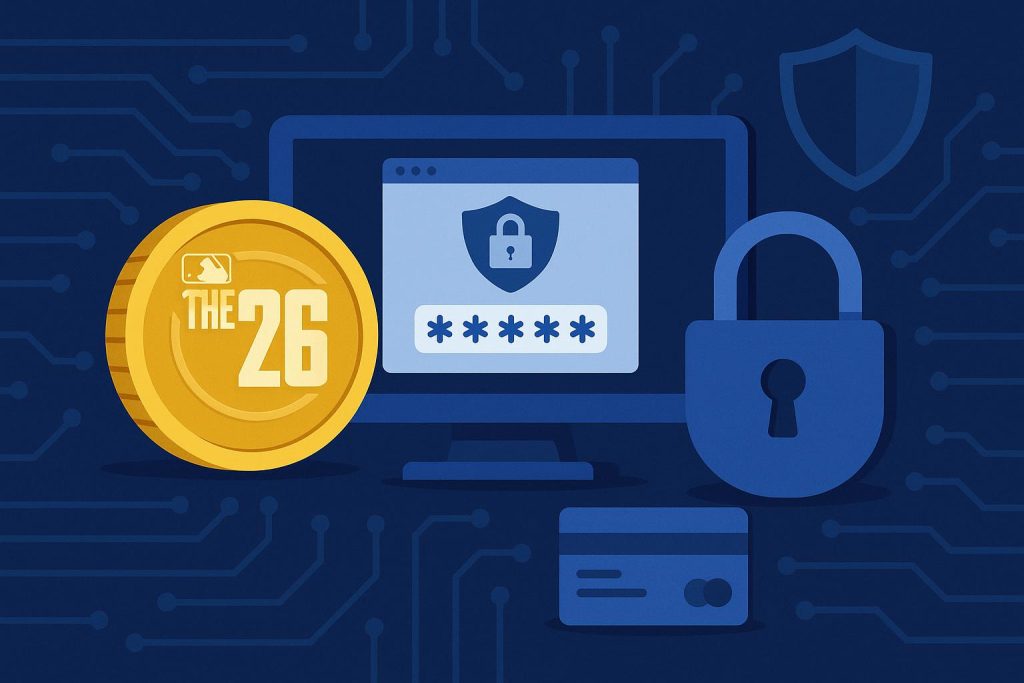 MLB The Show 26 Stubs economy dashboard highlighting data security and account protection tips