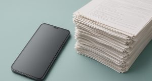 Digital paperwork icons on smartphone screen highlighting modern remote work challenges