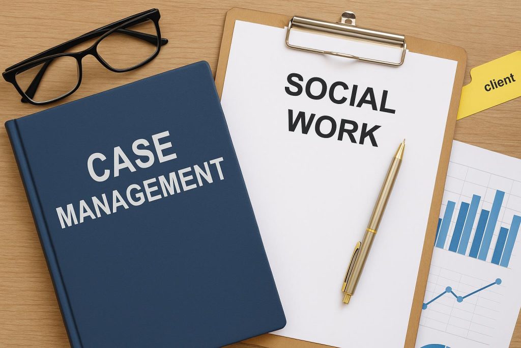 Case management process diagram illustrating steps in social work for modern professionals