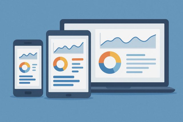 SaaS dashboard displaying analytics on smartphone, tablet, and laptop for mobile responsiveness