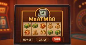 MrATM88 online slot game interface with reels, payout symbols, and casino-themed graphics