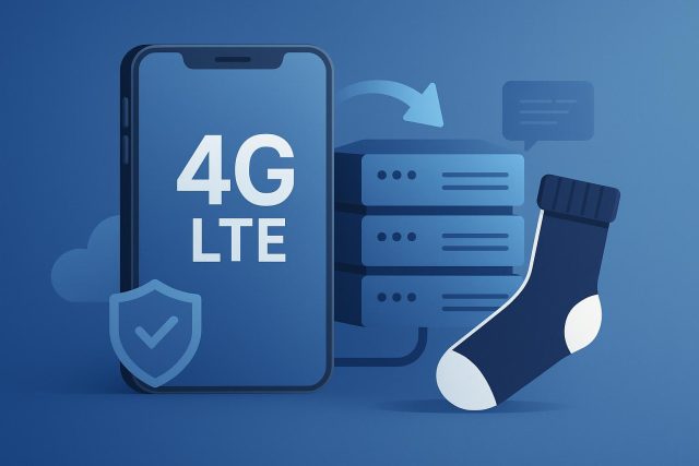 Mobile proxy server illustration highlighting LTE Socks solutions for secure online connections