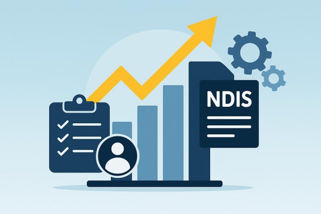 NDIS provider registration process with scalable service model growth concept and support elements