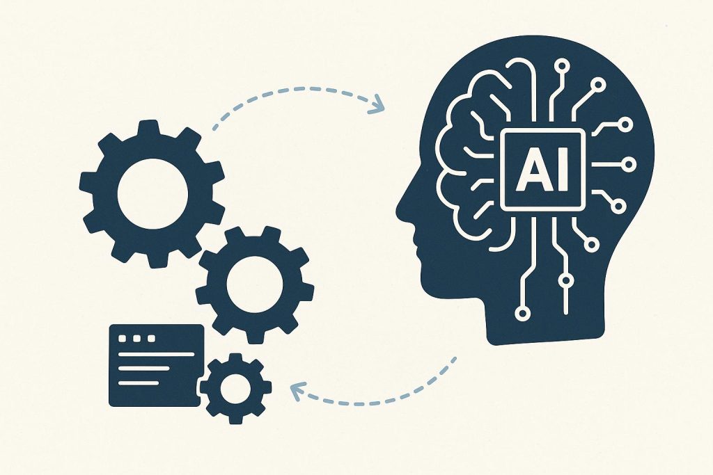 AI technology seamlessly connecting with business systems and digital workflow integration