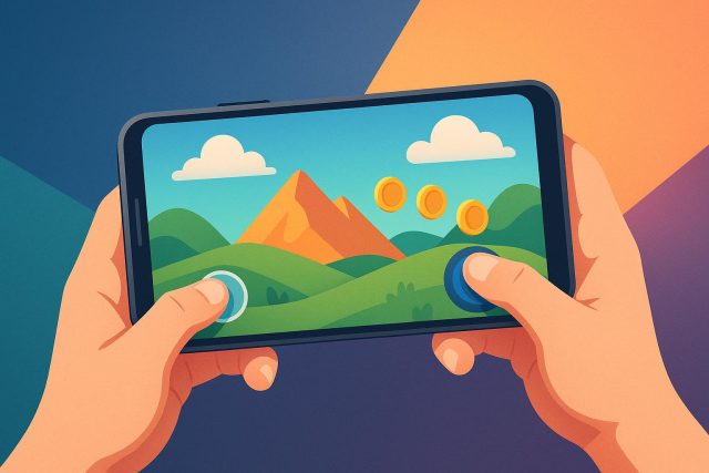 Mobile gamers interacting with advanced features on a modern gaming platform interface