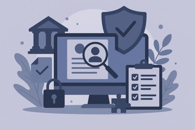 KYC compliance dashboard displaying verification process and security measures for compliance teams