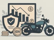 Two-wheeler with depreciation graph illustrating impact on insurance IDV value