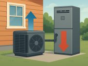 Modern home equipped with hybrid heating and cooling systems for energy-efficient comfort