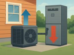 Modern home equipped with hybrid heating and cooling systems for energy-efficient comfort