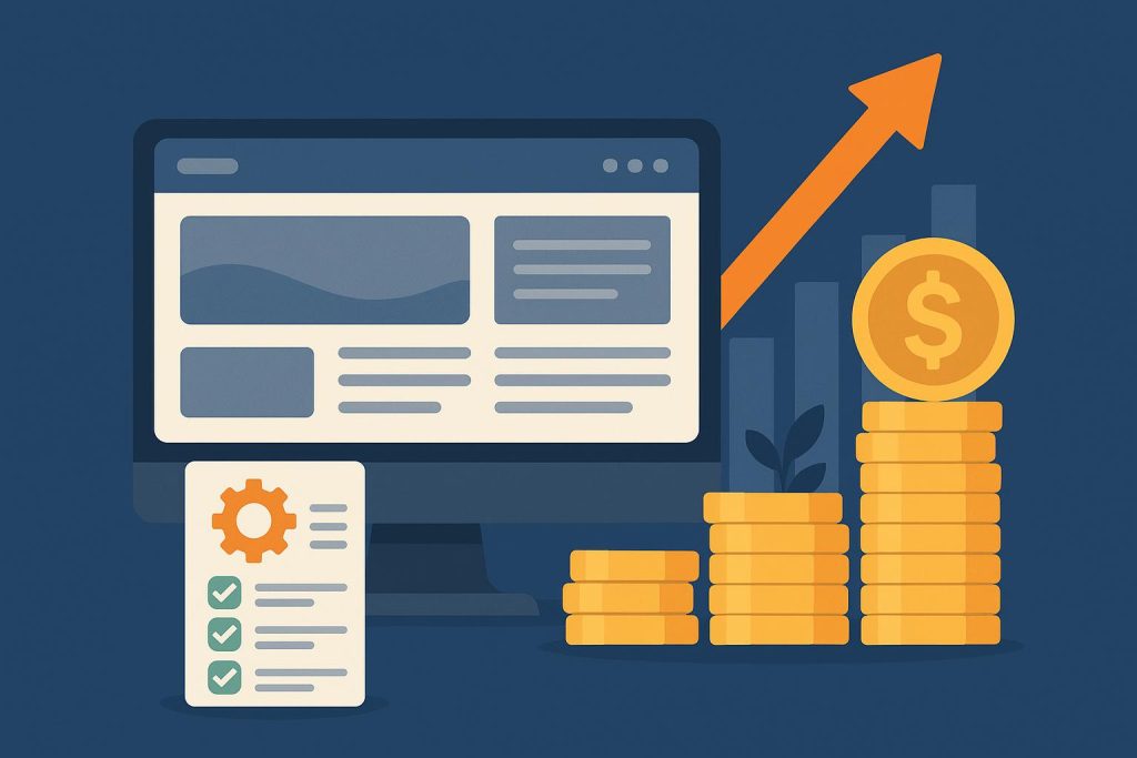 Custom website design concept illustrating long-term business growth and higher return on investment