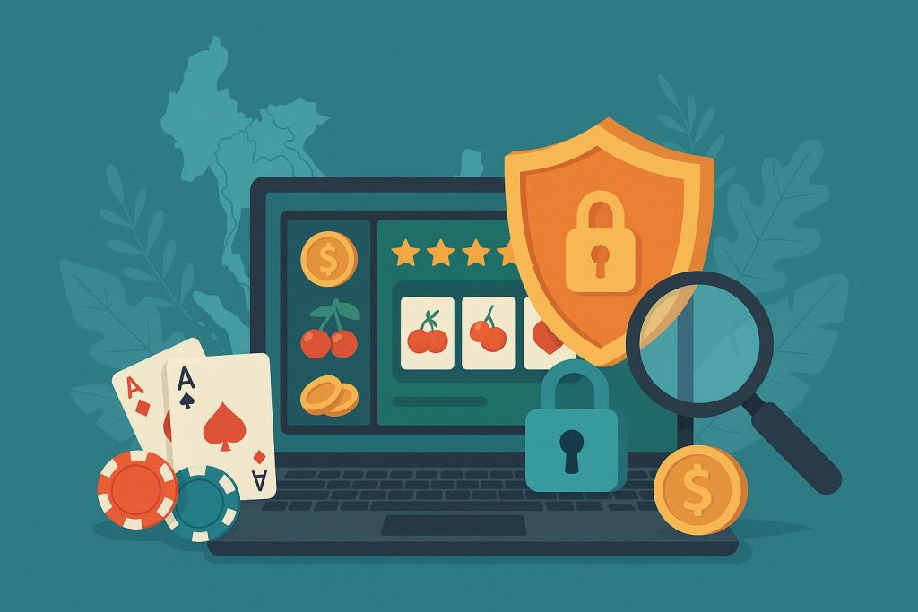Trusted online gaming site logos with security icons representing Southeast Asia digital safety