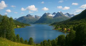 Scandinavian fjord landscape under summer sun, highlighting shift from Mediterranean travel