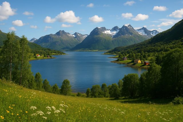 Scandinavian fjord landscape under summer sun, highlighting shift from Mediterranean travel