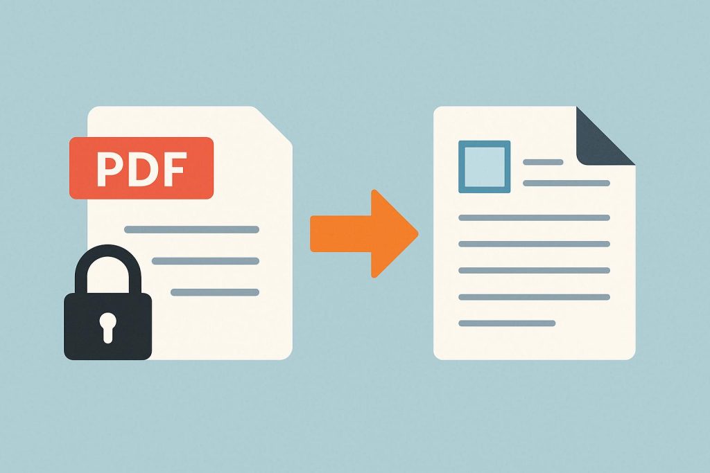 Unlocking PDF document on a computer screen for quick editing or conversion to editable format