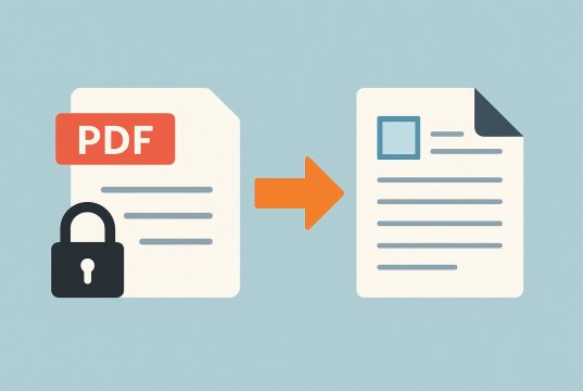 Unlocking PDF document on a computer screen for quick editing or conversion to editable format
