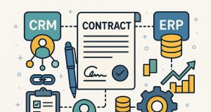 Dashboard displaying contract management software with integrated CRM and ERP features