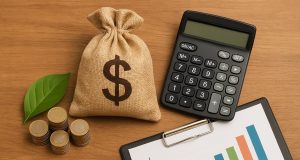Hands analyzing budget sheets and calculator to illustrate conscious financial decision-making