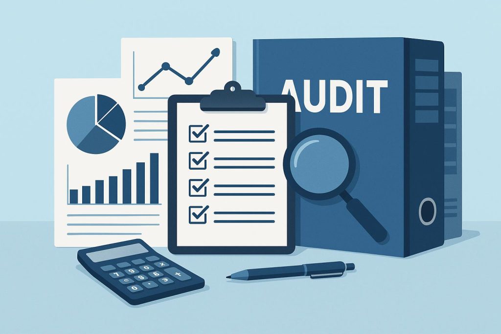 Organized business documents and audit checklist on a desk for compliance readiness